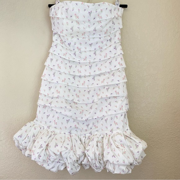 House of cb Serafina WHITE FLORAL‎ PRINT STRAPLESS DRESS NWOT size XL - Picture 12 of 13